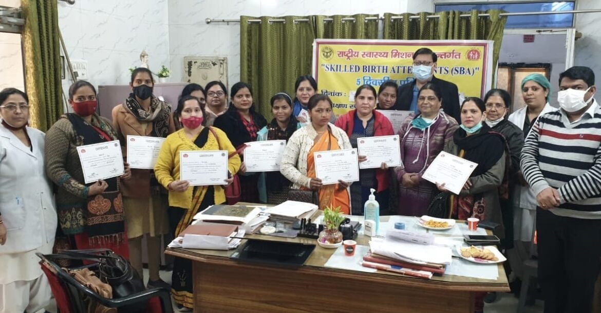 Health workers taking training in 21-day skill birth attendance training to prevent maternal-infant mortality