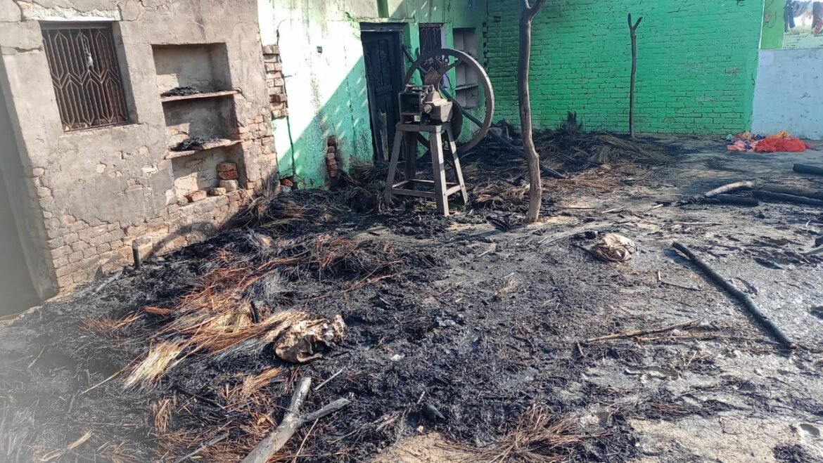 Fire in the house due to electric spark, goods burnt to ashes