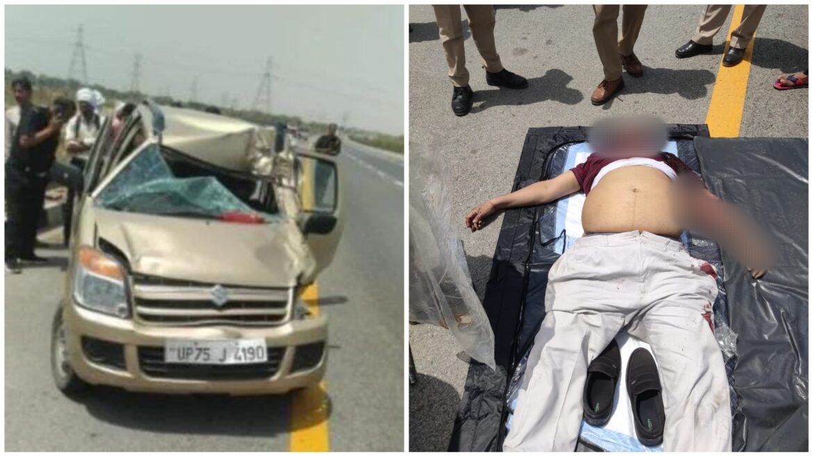 Car collided with truck going ahead, husband dies on the spot, wife seriously injured