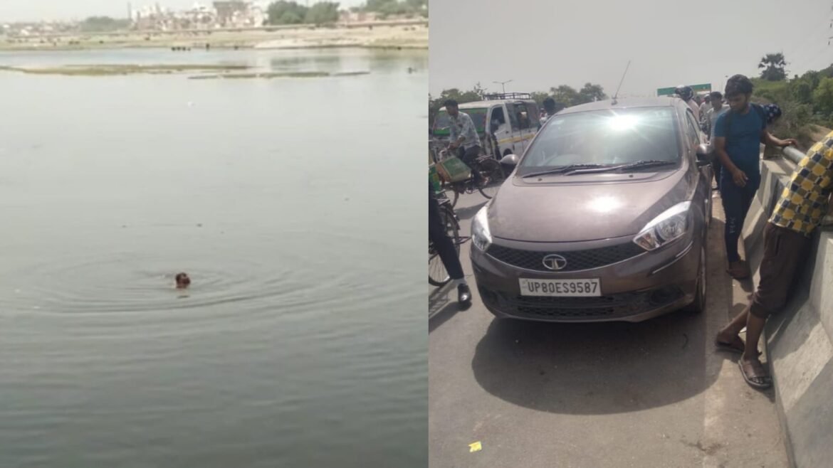Car stopped at Jawahar bridge, a young man landed, then jumped into Yamuna river