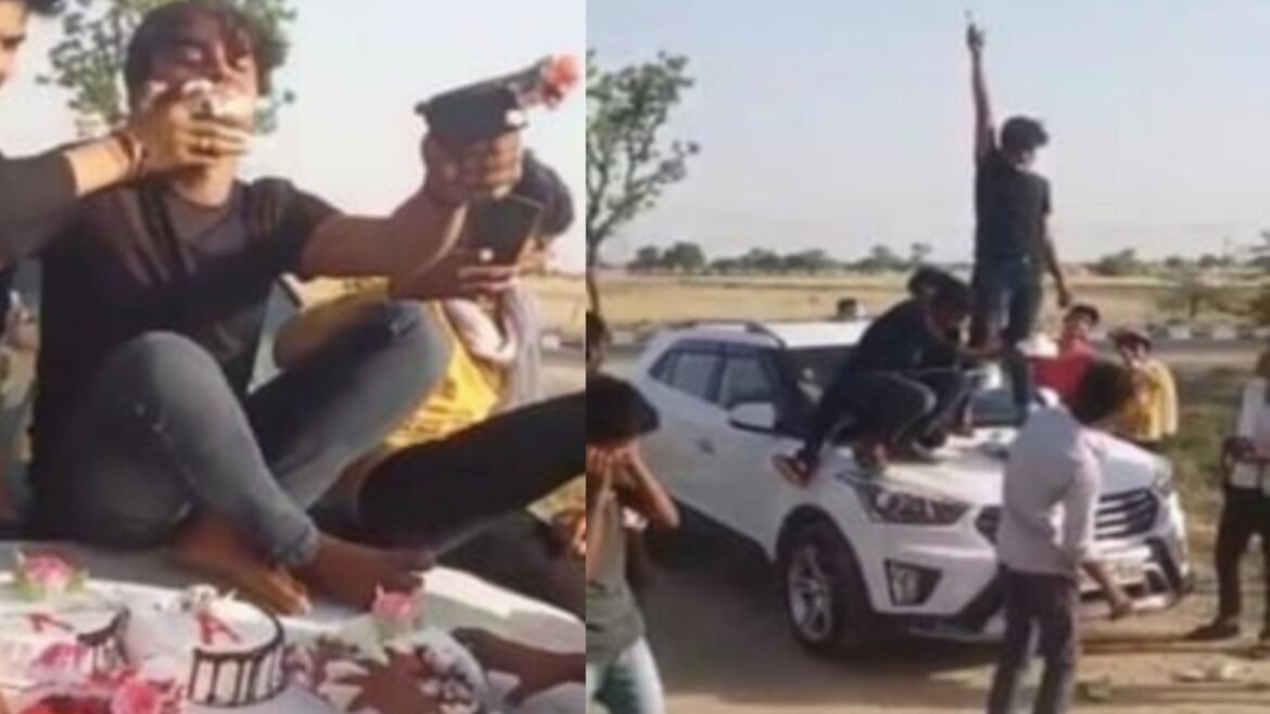 The cake was cut with a pistol while sitting on the bonnet of the car, then the firing of Danadan, investigation started after the video went viral